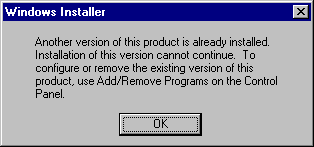 Reinstall error message